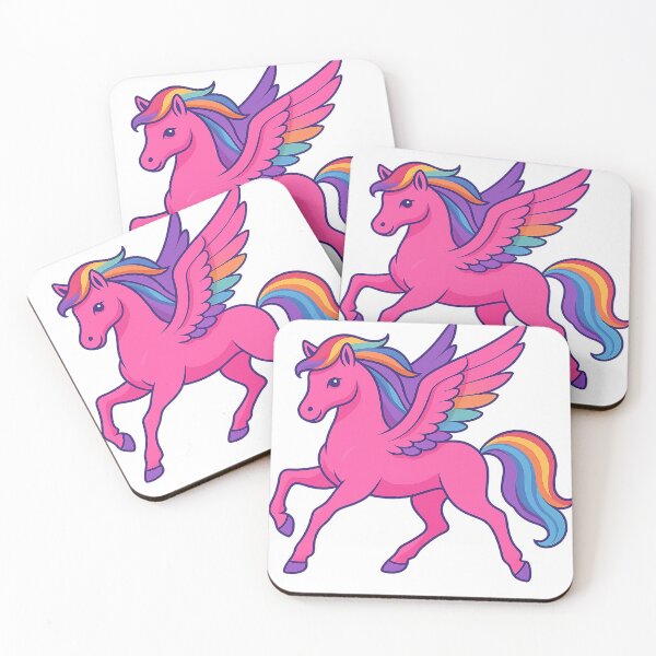 Item preview, Magical Rainbow Pegasus – Cute Pink Winged Horse Fantasy Art designed and sold by AJBARTIST.