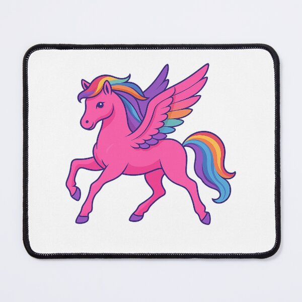 Item preview, Magical Rainbow Pegasus – Cute Pink Winged Horse Fantasy Art designed and sold by AJBARTIST.