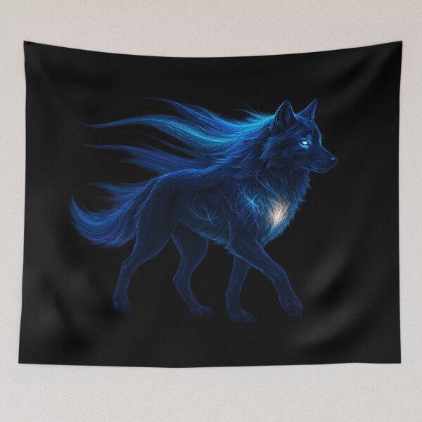 Item preview, ✦ Luminark Wolf — Aurora-Flare Mane ✦ - Black #000000 designed and sold by WheelieGdArt.