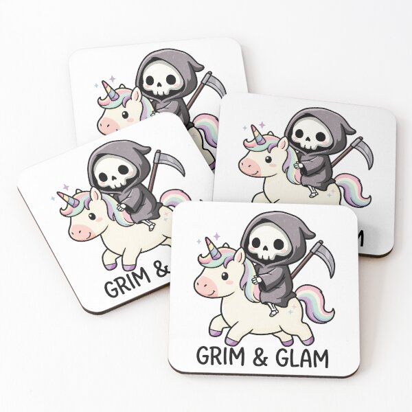 Item preview, Cute Grim Reaper Riding Rainbow Unicorn designed and sold by tollaru.
