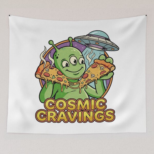 Item preview, Hungry Alien Enjoying Cosmic Pizza designed and sold by tollaru.