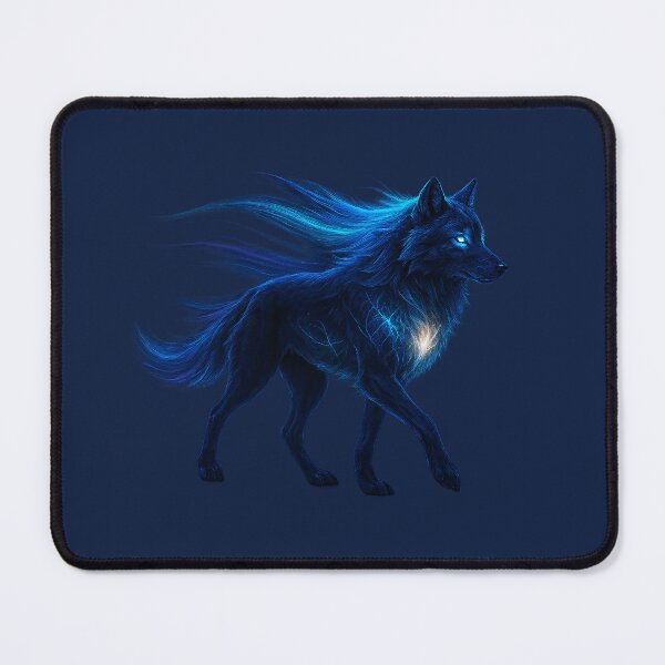 Item preview, ✦ Luminark Wolf — Aurora-Flare Mane ✦ - Frostbound Indigo — #0C1C3F designed and sold by WheelieGdArt.