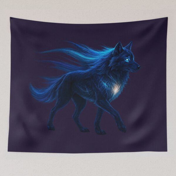 Item preview, ✦ Luminark Wolf — Aurora-Flare Mane ✦ - Spectral Amethyst-Night — #1B0F2E designed and sold by WheelieGdArt.