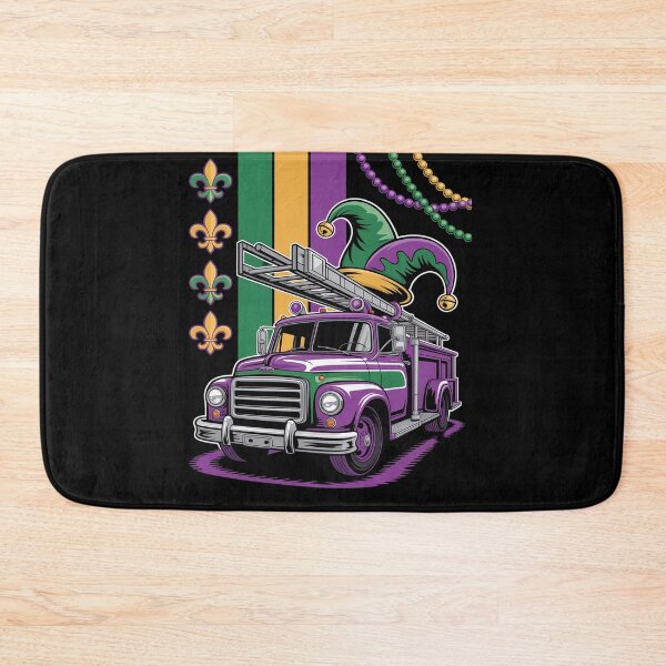 Item preview, American Flag Mardi Gras Fire Truck Wearing Jester Hat Beads designed and sold by Moxizz.