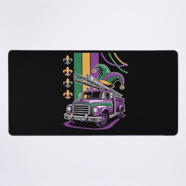 Item preview, American Flag Mardi Gras Fire Truck Wearing Jester Hat Beads designed and sold by Moxizz.