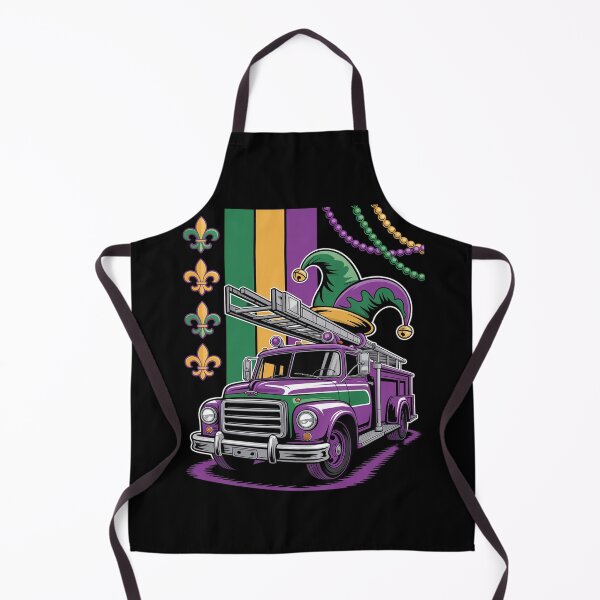 Item preview, American Flag Mardi Gras Fire Truck Wearing Jester Hat Beads designed and sold by Moxizz.