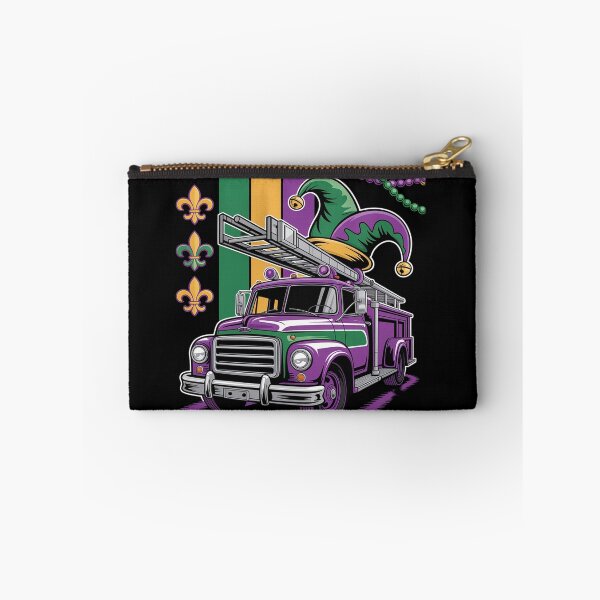 Item preview, American Flag Mardi Gras Fire Truck Wearing Jester Hat Beads designed and sold by Moxizz.