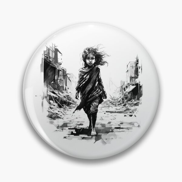 Item preview, Innocence in Ruins – Black and White War-Torn City Art designed and sold by inkoutninja.