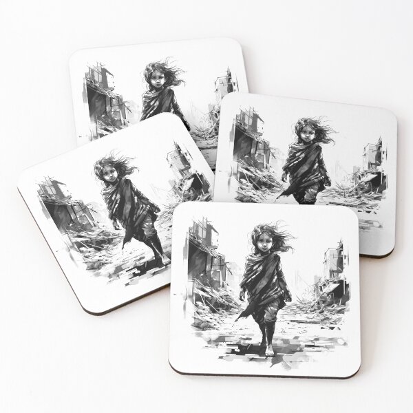 Item preview, Innocence in Ruins – Black and White War-Torn City Art designed and sold by inkoutninja.