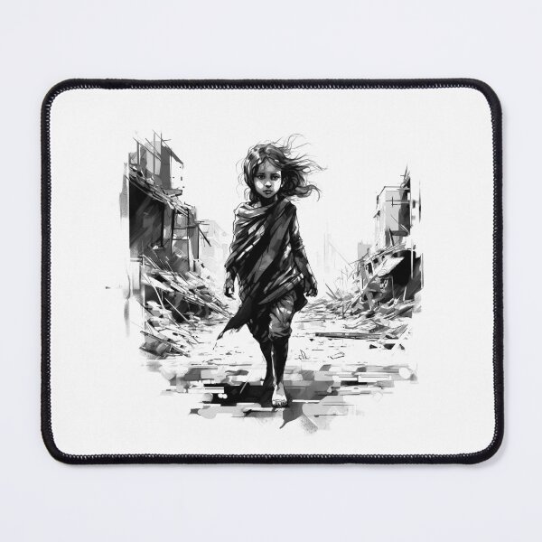 Item preview, Innocence in Ruins – Black and White War-Torn City Art designed and sold by inkoutninja.