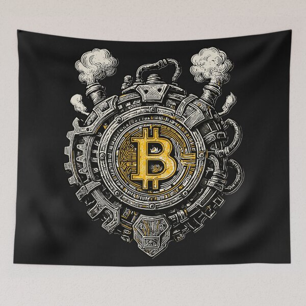 Item preview, Steampunk Bitcoin Shield – Mechanical Crypto Emblem designed and sold by SeoulInkSoul.