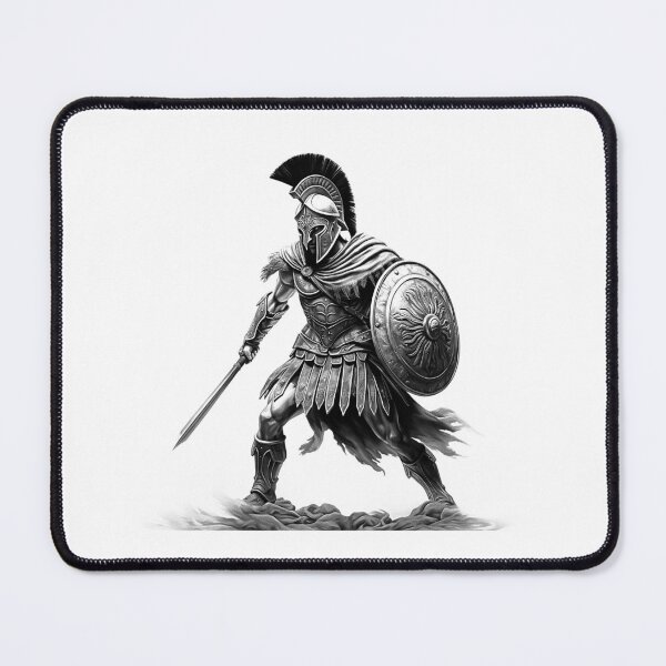 Item preview, Spartan Warrior – Black and White Ancient Greek Hero Art designed and sold by inkoutninja.