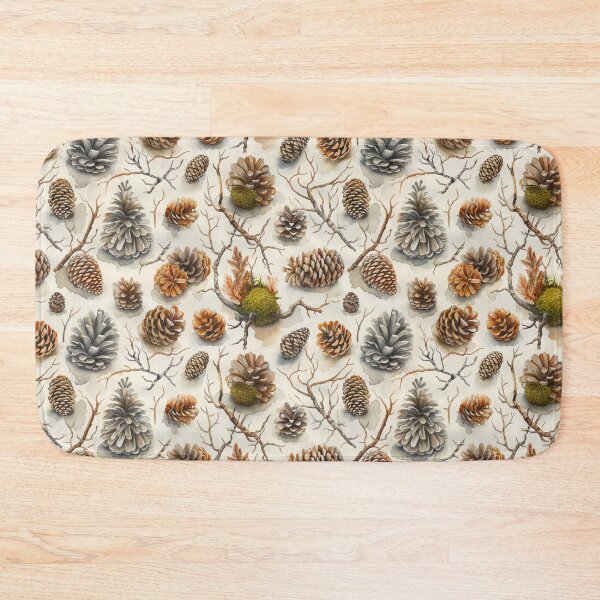 Item preview, Earthy Watercolor Pine Cones Winter Branches Pattern designed and sold by NTGUILTY.