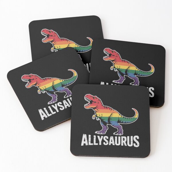 Item preview, Allysaurus dinosaur in rainbow flag for ally LGBT pride designed and sold by DentistLegal.