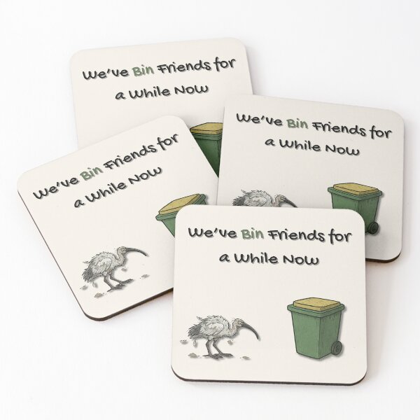Item preview, We’ve Bin Friends for a While Now – Funny Aussie Ibis & Wheelie Bin Greeting Card designed and sold by MadeInNapTime.