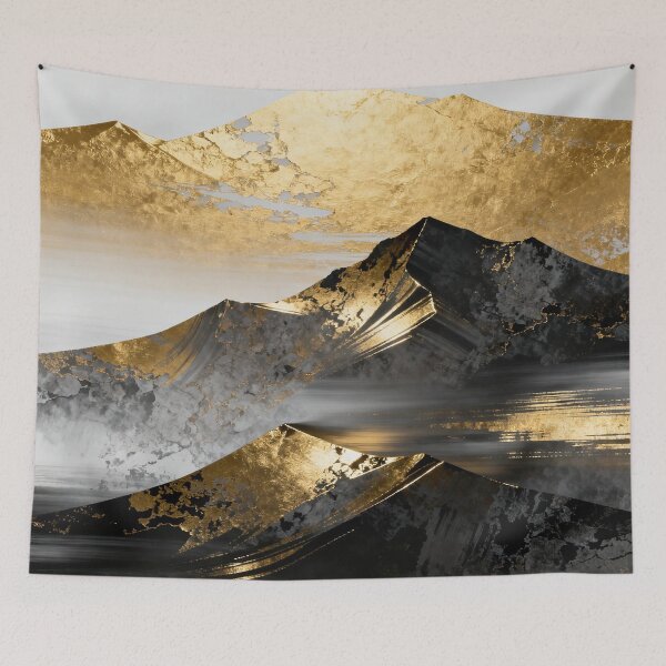 Item preview, Majestic Golden Peaks in Modern Ink Wash Style designed and sold by zzz888.