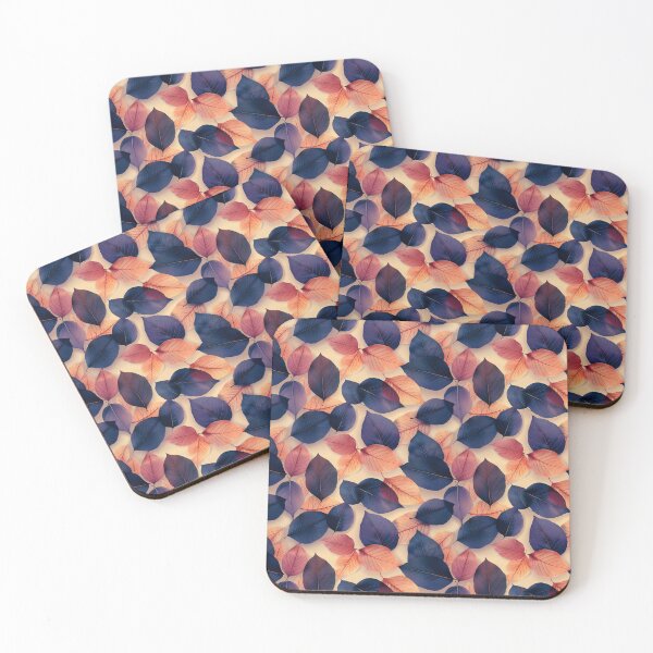 Item preview, Moody Indigo Peach Fall Leaves Pattern designed and sold by NTGUILTY.