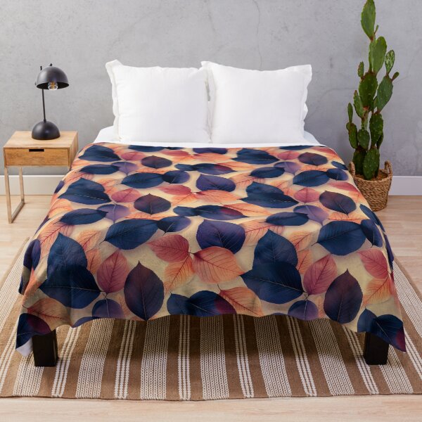 Item preview, Moody Indigo Peach Fall Leaves Pattern designed and sold by NTGUILTY.