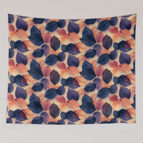 Item preview, Moody Indigo Peach Fall Leaves Pattern designed and sold by NTGUILTY.