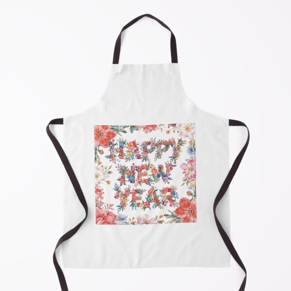 Item preview, Happy New Year text made of colorful flower petals on white background for celebration and greeting designed and sold by PWDigitalArt.