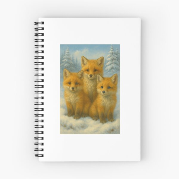 Item preview, Three fox cubs in winter – Cute realistic animal illustration designed and sold by Cleveralltag.