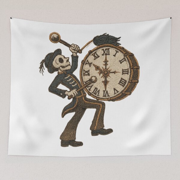 Item preview, Gothic Skeleton Drummer Patch – Marching Clock Corps MCR designed and sold by Gurjeetpixelart.