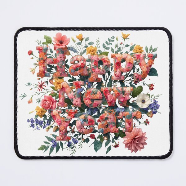 Item preview, Happy New Year 2026 Sign Made from Natural Elements Flowers and Leaves in Forest Setting designed and sold by PWDigitalArt.