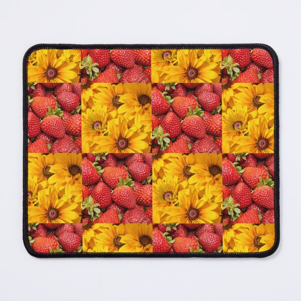 Item preview, Strawberry & Sunflower Checkerboard Pattern – Bright Botanical Design designed and sold by MadeInNapTime.