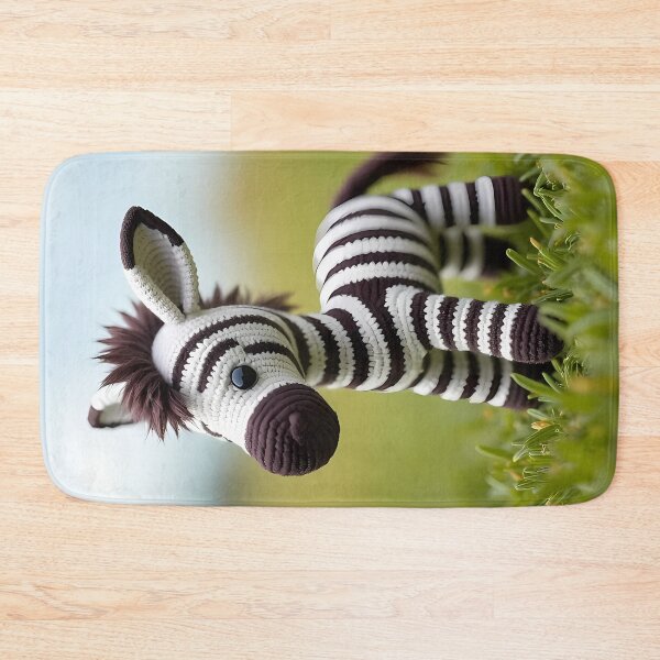 Item preview, Crocheted zebra plush toy in a green setting designed and sold by Mianku | Für das Leben.