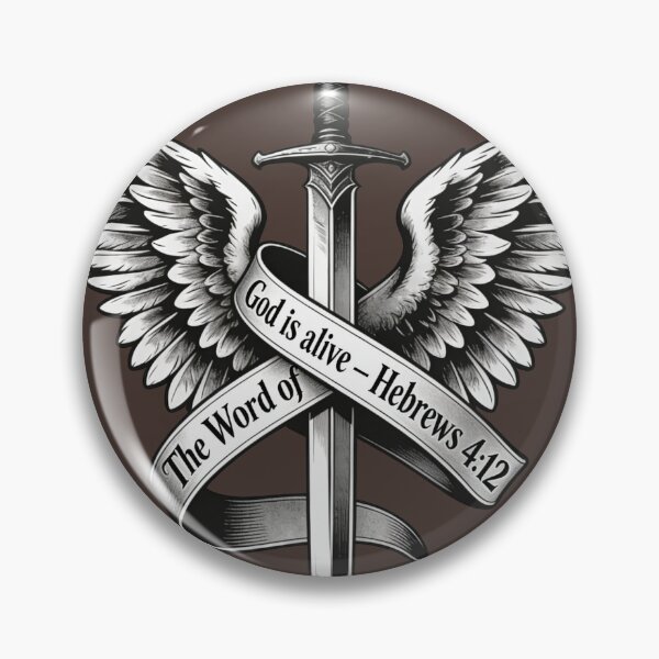 Artikelvorschau, Tattoo-Design mit geflügeltem Schwert – Emblem in kräftigen Linien entworfen und verkauft von GraceNGoods.