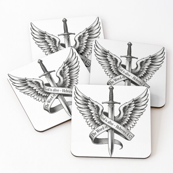 Item preview, Winged Sword Tattoo Design - Bold Line Art Emblem designed and sold by GraceNGoods.