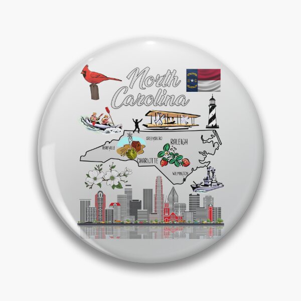 Item preview, North Carolina Pride: Iconic State Symbols & Skyline Map designed and sold by mashmosh.