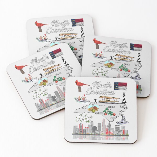 Item preview, North Carolina Pride: Iconic State Symbols & Skyline Map designed and sold by mashmosh.
