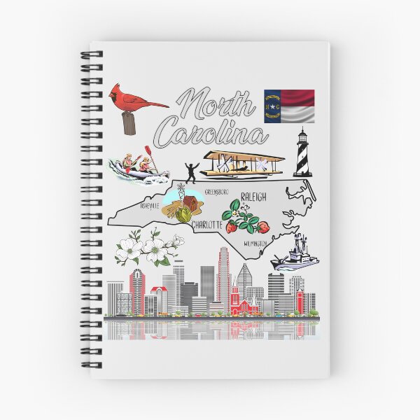 Item preview, North Carolina Pride: Iconic State Symbols & Skyline Map designed and sold by mashmosh.