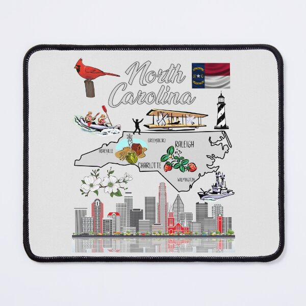 Item preview, North Carolina Pride: Iconic State Symbols & Skyline Map designed and sold by mashmosh.