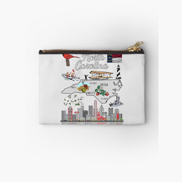 Item preview, North Carolina Pride: Iconic State Symbols & Skyline Map designed and sold by mashmosh.
