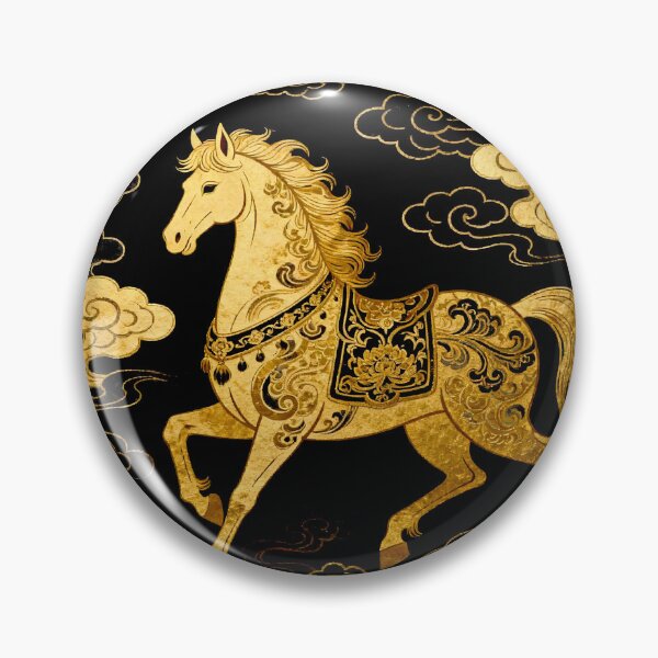 Item preview, Golden Celestial Horse in Auspicious Cloud Medallion designed and sold by zzz888.
