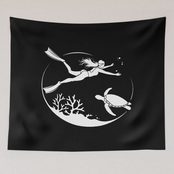 Item preview, Freediving Girl Sea Turtle Scuba Diving Ocean Adventure designed and sold by keatnybolho.