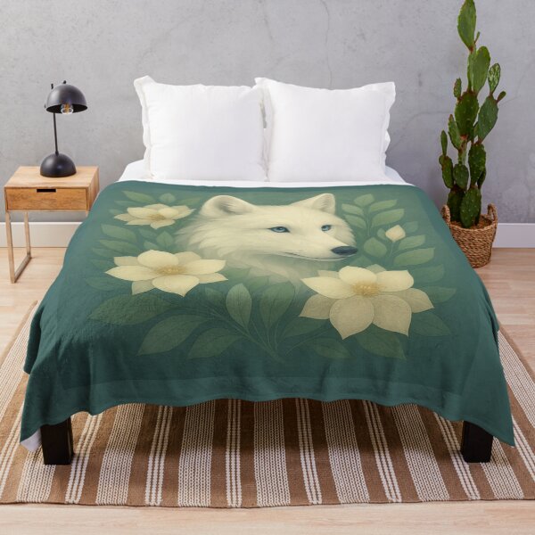 Item preview, Arctic Wolf Blossom Spirit – Soft Floral Geometric Wildlife Art designed and sold by GeoWild Designs.