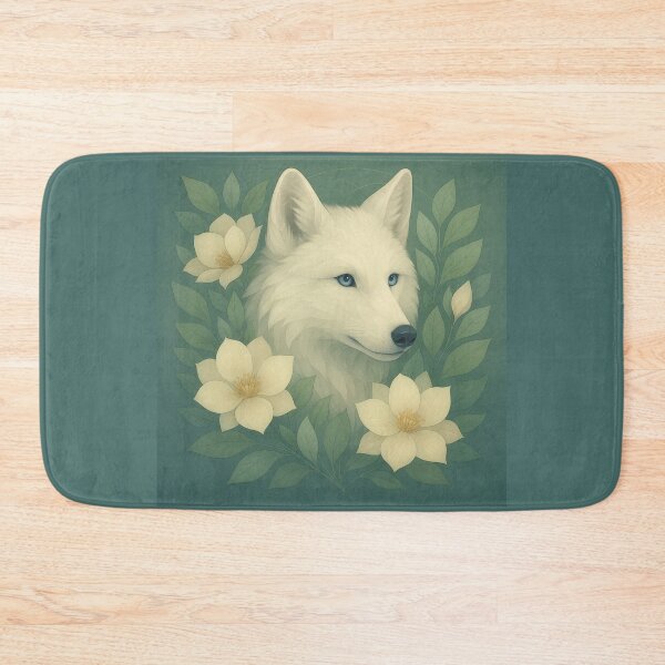 Item preview, Arctic Wolf Blossom Spirit – Soft Floral Geometric Wildlife Art designed and sold by GeoWild Designs.