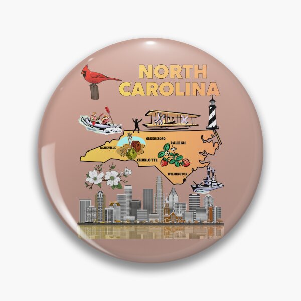 Item preview, North Carolina Pride, Vintage State Map with Cardinal & Dogwood designed and sold by mashmosh.