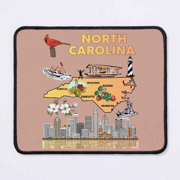 Item preview, North Carolina Pride, Vintage State Map with Cardinal & Dogwood designed and sold by mashmosh.