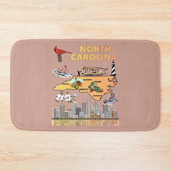Item preview, North Carolina Pride, Vintage State Map with Cardinal & Dogwood designed and sold by mashmosh.