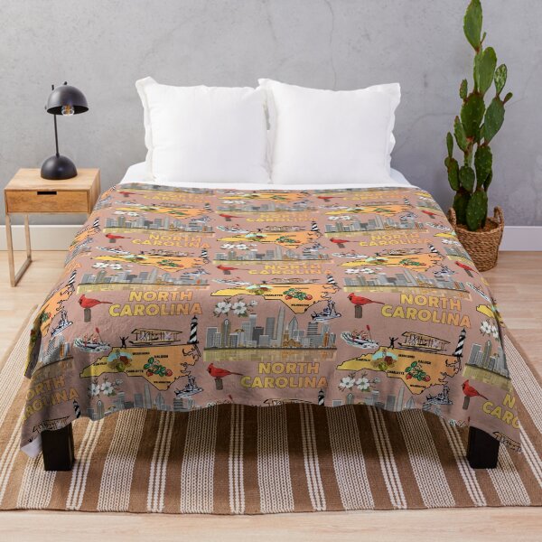 Item preview, North Carolina Pride, Vintage State Map with Cardinal & Dogwood designed and sold by mashmosh.