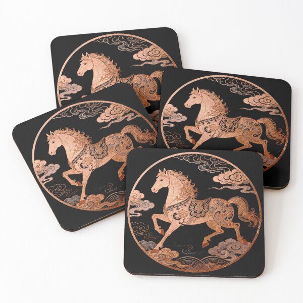Item preview, Rose Gold Celestial Horse in Auspicious Cloud Circle designed and sold by zzz888.