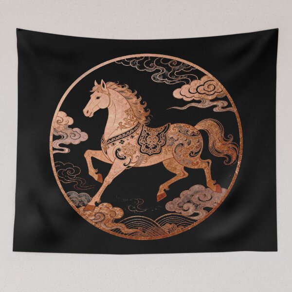 Item preview, Rose Gold Celestial Horse in Auspicious Cloud Circle designed and sold by zzz888.