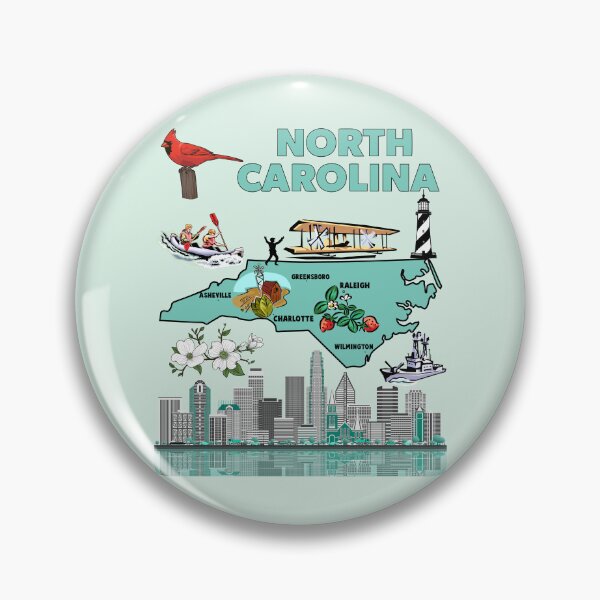 Item preview, North Carolina, State Map & Iconic Landmarks Tee designed and sold by mashmosh.