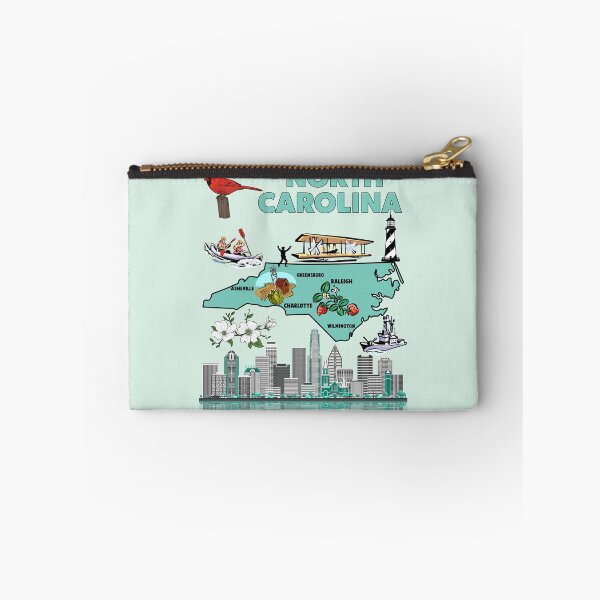 Item preview, North Carolina, State Map & Iconic Landmarks Tee designed and sold by mashmosh.