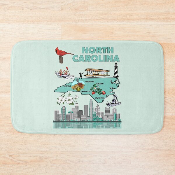 Item preview, North Carolina, State Map & Iconic Landmarks Tee designed and sold by mashmosh.