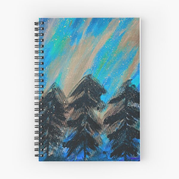 Item preview, Northern Lights Forest – Vibrant Night Sky Acrylic Painting designed and sold by MadeInNapTime.
